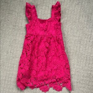 Franki by Francesca’s Hot Pink Crochet Lace Dress with Bow Girls Size 8